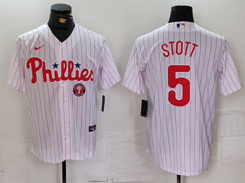 Men's Philadelphia Phillies #5 Bryson Stott White Cool Base Stitched Baseball Jersey