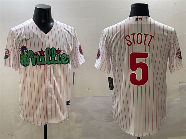 Men's Philadelphia Phillies #5 Bryson Stott White Phanatic Cool Base Stitched Jersey