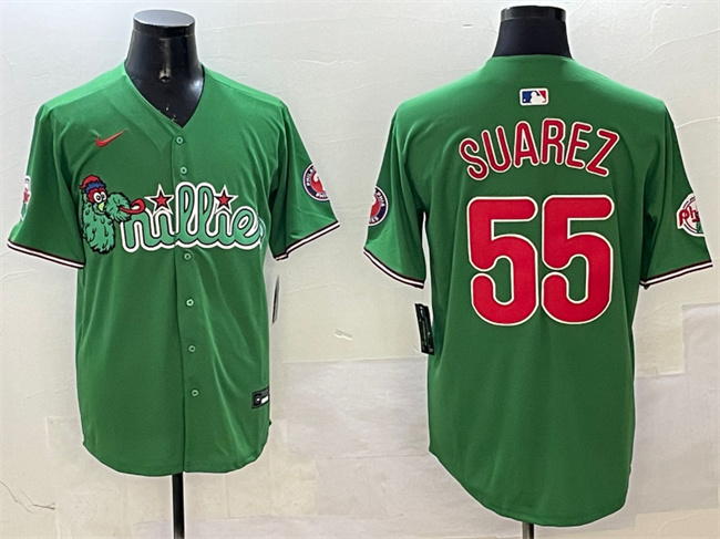 Men's Philadelphia Phillies #55 Ranger Suárez Green Phanatic Limited Stitched Jersey