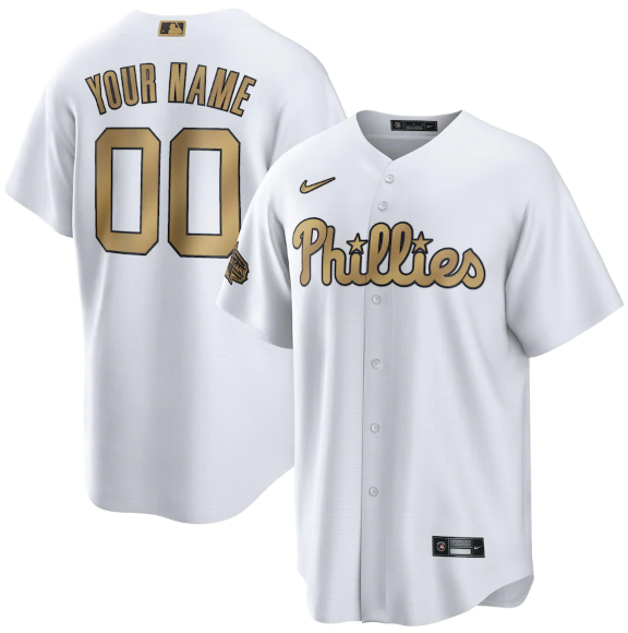 Men's Philadelphia Phillies Active Player Custom 2022 All-Star White Cool Base Stitched Baseball Jersey Men's Philadelphia Phillies Active Player Custom 2022 All-Star White Cool Base Stitched Baseball Jersey