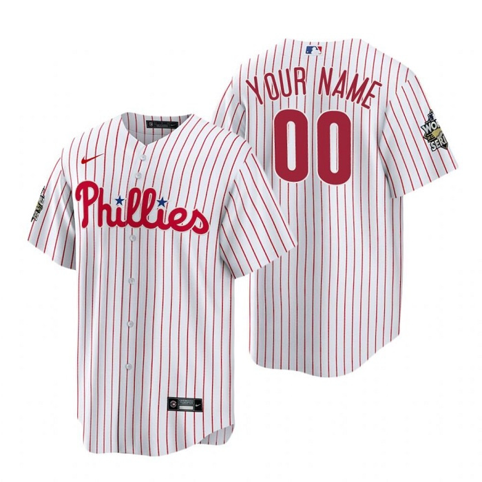 Men's Philadelphia Phillies Active Player Custom White 2022 World Series Cool Base Stitched Baseball Jersey Men's Philadelphia Phillies Active Player Custom White 2022 World Series Cool Base Stitched Baseball Jersey