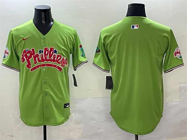 Men's Philadelphia Phillies Blank Light Green Phanatic Limited Stitched Jersey
