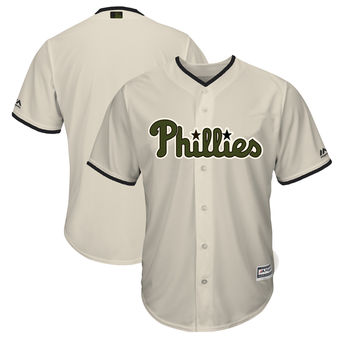 Men's Philadelphia Phillies Majestic Cream 2018 Memorial Day Cool Base Team Custom Jersey Men's Philadelphia Phillies Majestic Cream 2018 Memorial Day Cool Base Team Custom Jersey
