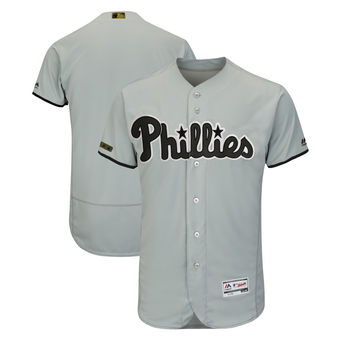 Men's Philadelphia Phillies Majestic Gray 2018 Memorial Day Authentic Collection Flex Base Team Custom Jersey Men's Philadelphia Phillies Majestic Gray 2018 Memorial Day Authentic Collection Flex Base Team Custom Jersey