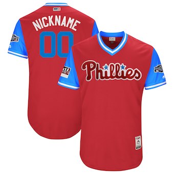 Men's Philadelphia Phillies Majestic Scarlet 2018 MLB Little League Classic Authentic Flex Base Custom Jersey Men's Philadelphia Phillies Majestic Scarlet 2018 MLB Little League Classic Authentic Flex Base Custom Jersey