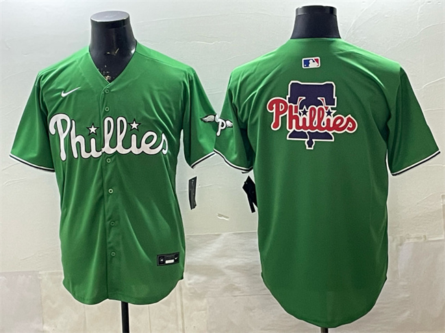 Men's Philadelphia Phillies Team Big Logo Green Limited Stitched Jersey Men's Philadelphia Phillies Team Big Logo Green Limited Stitched Jersey