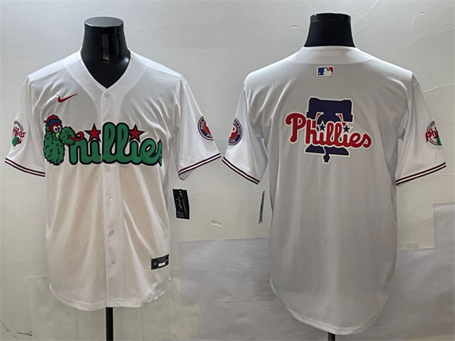 Men's Philadelphia Phillies Team Big Logo White Phanatic Limited Stitched Jersey 1