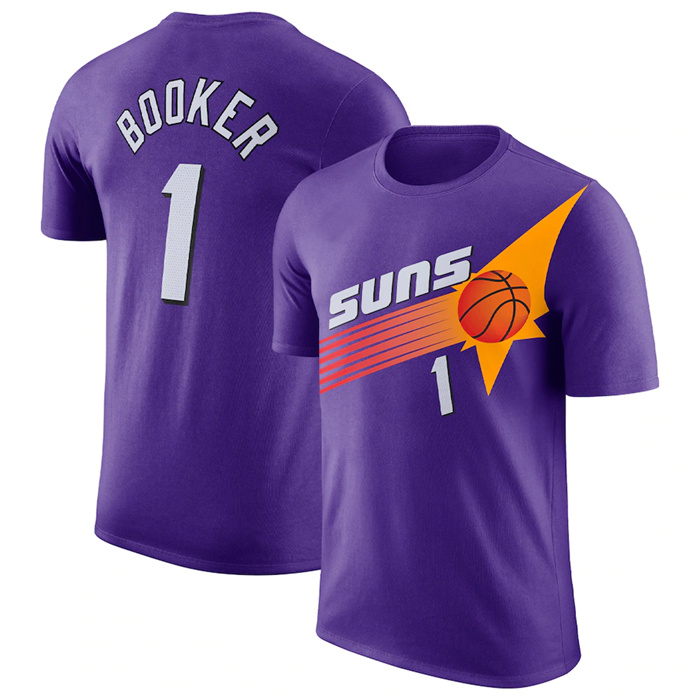 Men's Phoenix Suns #1 Devin Booker Purple 2022 23 Classic Edition Name & Number T-Shirt Men's Phoenix Suns #1 Devin Booker Purple 2022 23 Classic Edition Name & Number T-Shirt