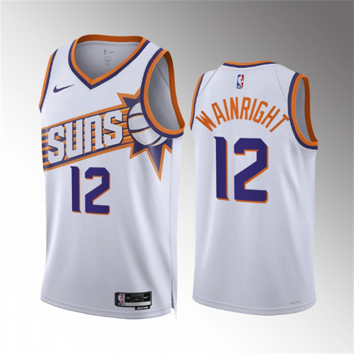Men's Phoenix Suns #12 Ish Wainright White Association Edition Stitched Basketball Jersey Men's Phoenix Suns #12 Ish Wainright White Association Edition Stitched Basketball Jersey