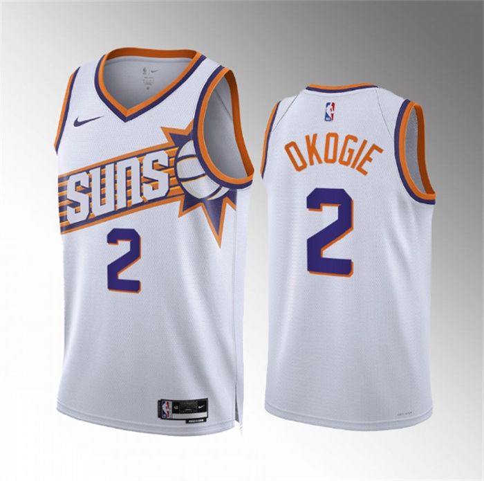 Men's Phoenix Suns #2 Josh Okogie White Association Edition Stitched Basketball Jersey Men's Phoenix Suns #2 Josh Okogie White Association Edition Stitched Basketball Jersey