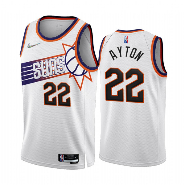 Men's Phoenix Suns #22 Deandre Ayton 2022 23 White 75th Anniversary Association Edition Stitched Jersey Men's Phoenix Suns #22 Deandre Ayton 2022 23 White 75th Anniversary Association Edition Stitched Jersey