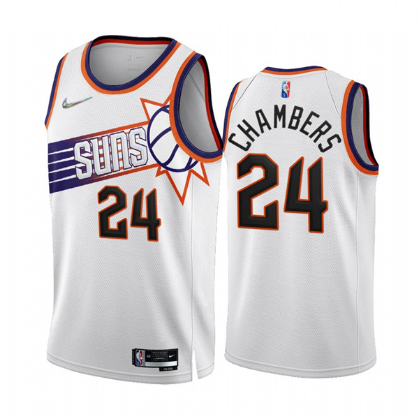 Men's Phoenix Suns #24 Tom Chambers 2022 23 White 75th Anniversary Association Edition Stitched Jersey Men's Phoenix Suns #24 Tom Chambers 2022 23 White 75th Anniversary Association Edition Stitched Jersey
