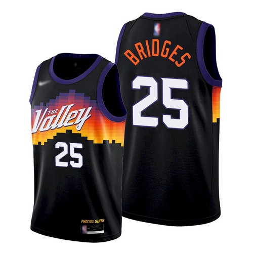 Men's Phoenix Suns #25 Mikal Bridges Black Authentic Statement Edition Basketball Jersey Men's Phoenix Suns #25 Mikal Bridges Black Authentic Statement Edition Basketball Jersey
