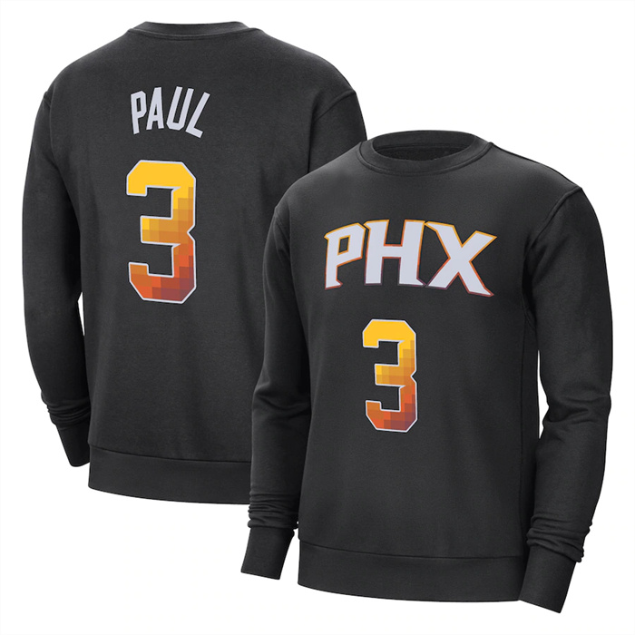 Men's Phoenix Suns #3 Chris Paul Black Long Sleeve T-Shirt Men's Phoenix Suns #3 Chris Paul Black Long Sleeve T-Shirt