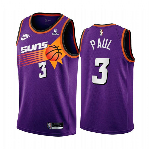 Men's Phoenix Suns #3 Chris Paul Purple Stitched Basketball Jersey Men's Phoenix Suns #3 Chris Paul Purple Stitched Basketball Jersey
