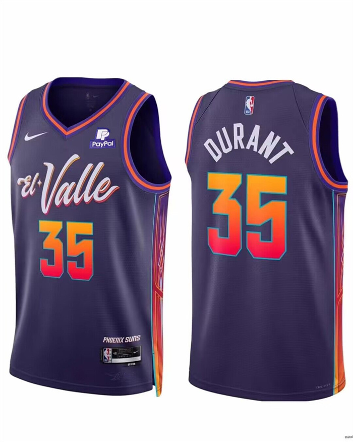 Men's Phoenix Suns #35 Kevin Durant Purple 2023 24 City Edition Stitched Basketball Jersey Men's Phoenix Suns #35 Kevin Durant Purple 2023 24 City Edition Stitched Basketball Jersey