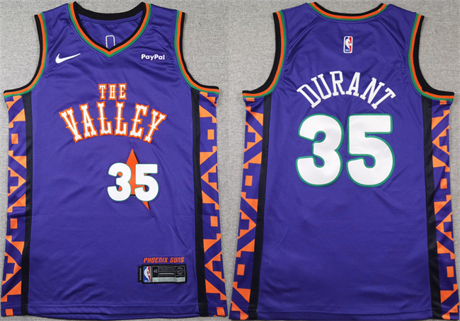 Men's Phoenix Suns #35 Kevin Durant Purple 2024-25 City Edition Stitched Basketball Jersey Men's Phoenix Suns #35 Kevin Durant Purple 2024-25 City Edition Stitched Basketball Jersey