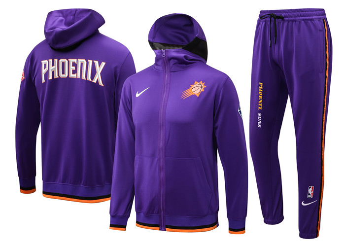 Men's Phoenix Suns 75th Anniversary Purple Performance Showtime Full-Zip Hoodie Jacket And Pants Suit Men's Phoenix Suns 75th Anniversary Purple Performance Showtime Full-Zip Hoodie Jacket And Pants Suit