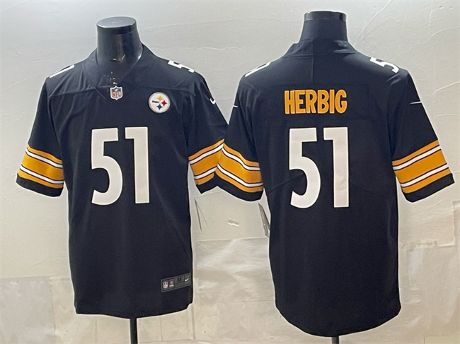 Men's Pisttburgn Steelers #51 Nick Herbig Black Vapor Untouchable Limited Stitched Football Jersey