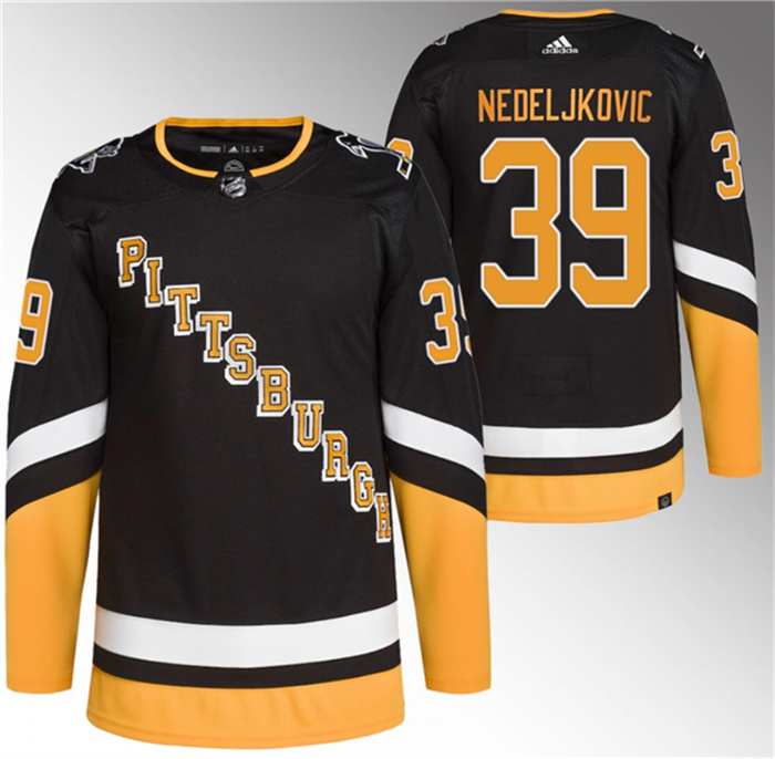 Men's Pittsburgh Penguins #39 Alex Nedeljkovic Black 2021 22 Alternate Primegreen Stitched Jersey Men's Pittsburgh Penguins #39 Alex Nedeljkovic Black 2021 22 Alternate Primegreen Stitched Jersey