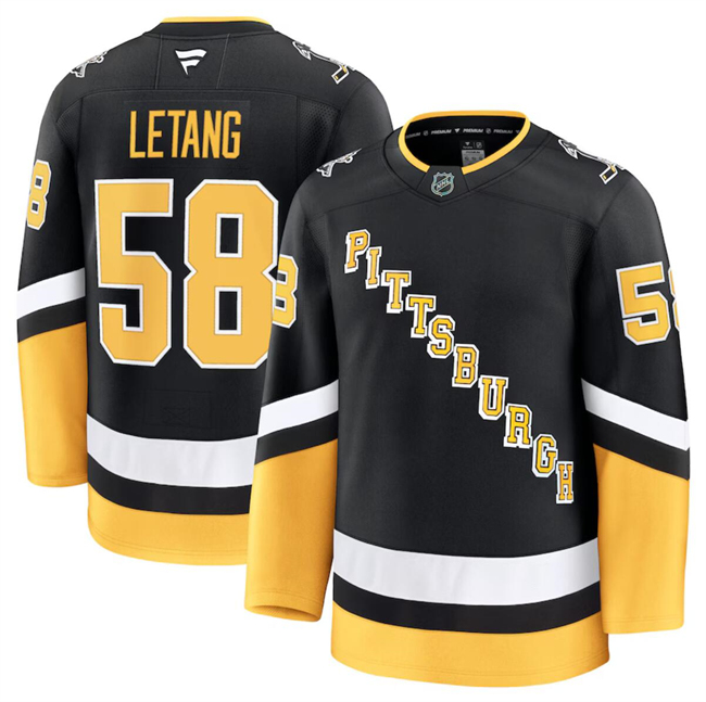 Men's Pittsburgh Penguins #58 Kris Letang Black 2024-25 Alternate Stitched Hockey Jersey Men's Pittsburgh Penguins #58 Kris Letang Black 2024-25 Alternate Stitched Hockey Jersey