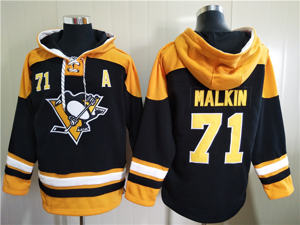 Men's Pittsburgh Penguins #71 Evgeni Malkin Black Ageless Must-Have Lace-Up Pullover