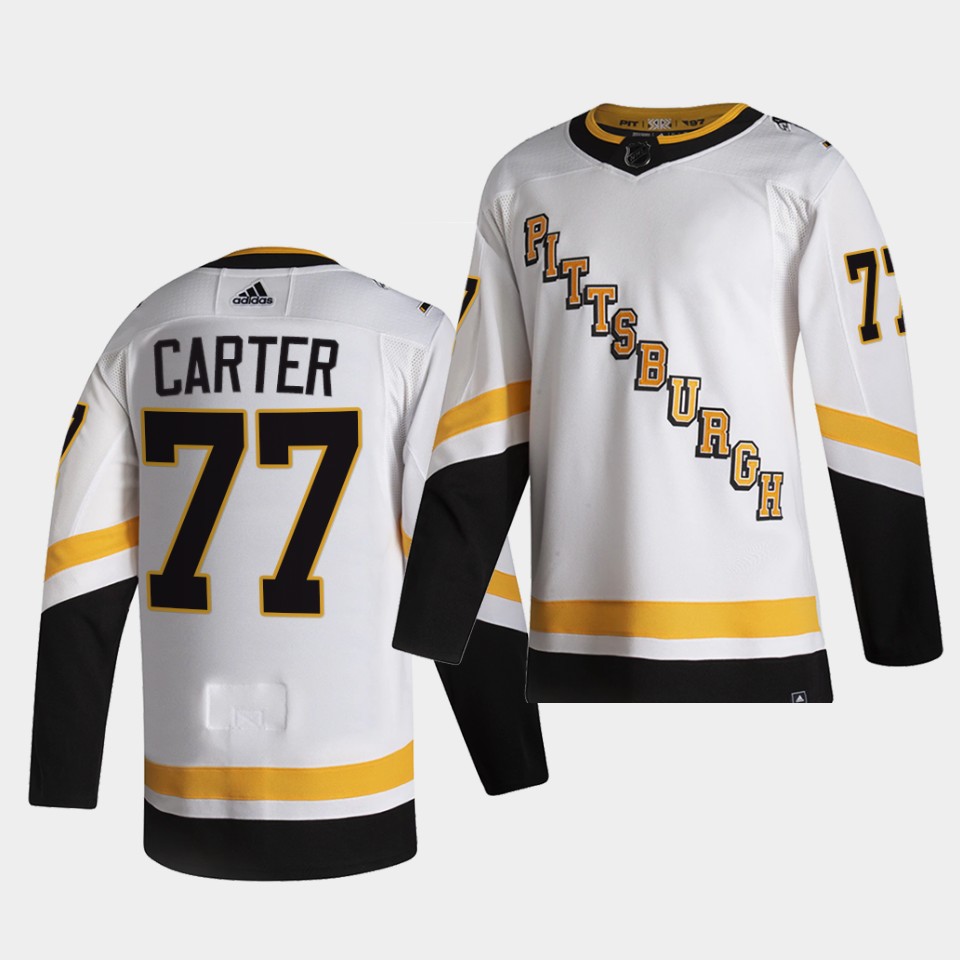 Men's Pittsburgh Penguins #77 Jeff Carter 2021 Reverse Retro White Jersey