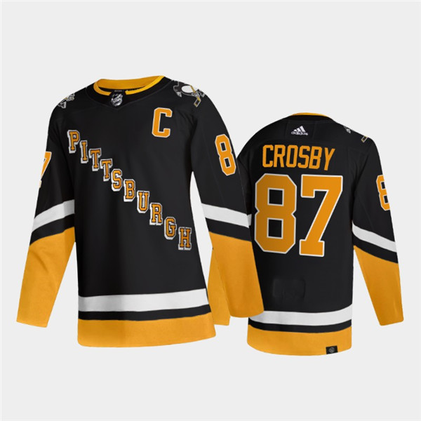 Men's Pittsburgh Penguins #87 Sidney Crosby 2021 2022 Black Stitched Jersey Men's Pittsburgh Penguins #87 Sidney Crosby 2021 2022 Black Stitched Jersey