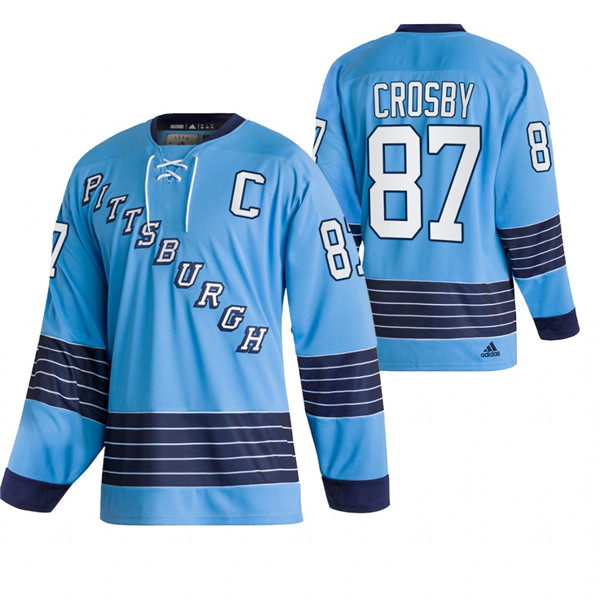 Men's Pittsburgh Penguins #87 Sidney Crosby 2022 Blue Classics Stitched Jersey Men's Pittsburgh Penguins #87 Sidney Crosby 2022 Blue Classics Stitched Jersey