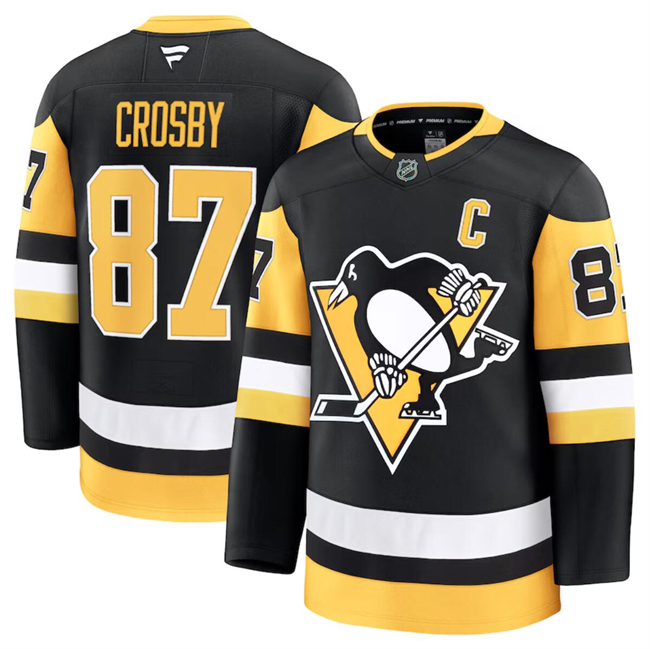 Men's Pittsburgh Penguins #87 Sidney Crosby Black 2024-25 Home Stitched Hockey Jersey Men's Pittsburgh Penguins #87 Sidney Crosby Black 2024-25 Home Stitched Hockey Jersey