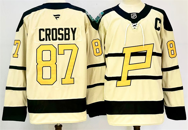 Men's Pittsburgh Penguins #87 Sidney Crosby Cream 2024-25 With C Patch Winter Classic Stitched Hockey Jersey Men's Pittsburgh Penguins #87 Sidney Crosby Cream 2024-25 With C Patch Winter Classic Stitched Hockey Jersey