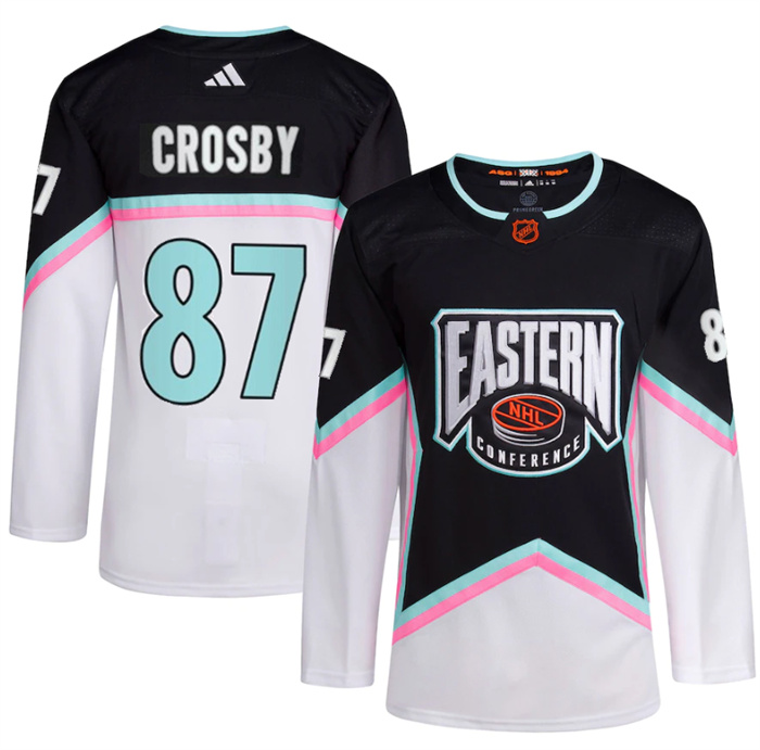 Men's Pittsburgh Penguins #87 Sidney Crosby White Black 2023 All-Star Stitched Jersey Men's Pittsburgh Penguins #87 Sidney Crosby White Black 2023 All-Star Stitched Jersey