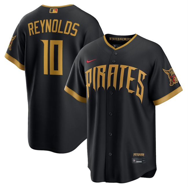 Men's Pittsburgh Pirates #10 Bryan Reynolds Black 2026 City Connect Stadium Stitched Baseball Jersey Men's Pittsburgh Pirates #10 Bryan Reynolds Black 2026 City Connect Stadium Stitched Baseball Jersey