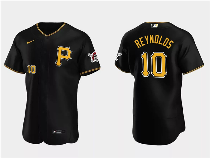 Men's Pittsburgh Pirates #10 Bryan Reynolds Black Flex Base Stitched Baseball Jersey Men's Pittsburgh Pirates #10 Bryan Reynolds Black Flex Base Stitched Baseball Jersey