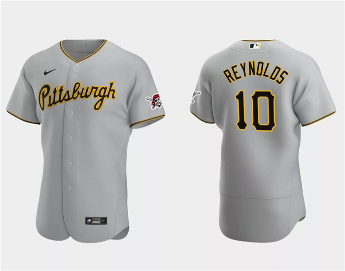 Men's Pittsburgh Pirates #10 Bryan Reynolds Grey Flex Base Stitched Baseball Jersey Men's Pittsburgh Pirates #10 Bryan Reynolds Grey Flex Base Stitched Baseball Jersey