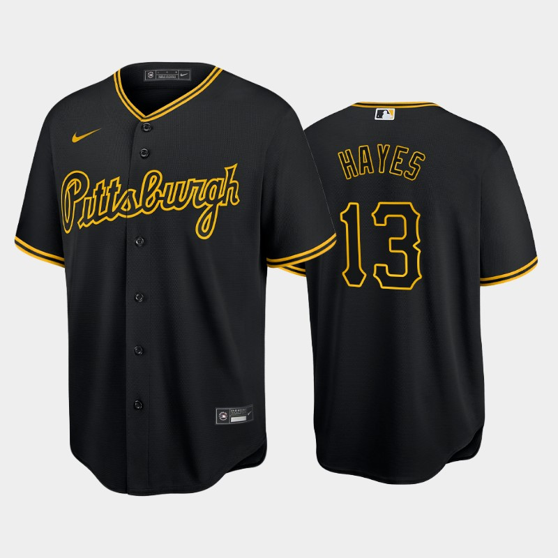 Men's Pittsburgh Pirates #13 Hayes Black Cool Base Stitched Jersey
