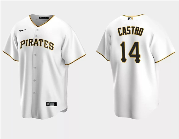 Men's Pittsburgh Pirates #14 Rodolfo Castro White Cool Base Stitched Baseball Jersey Men's Pittsburgh Pirates #14 Rodolfo Castro White Cool Base Stitched Baseball Jersey