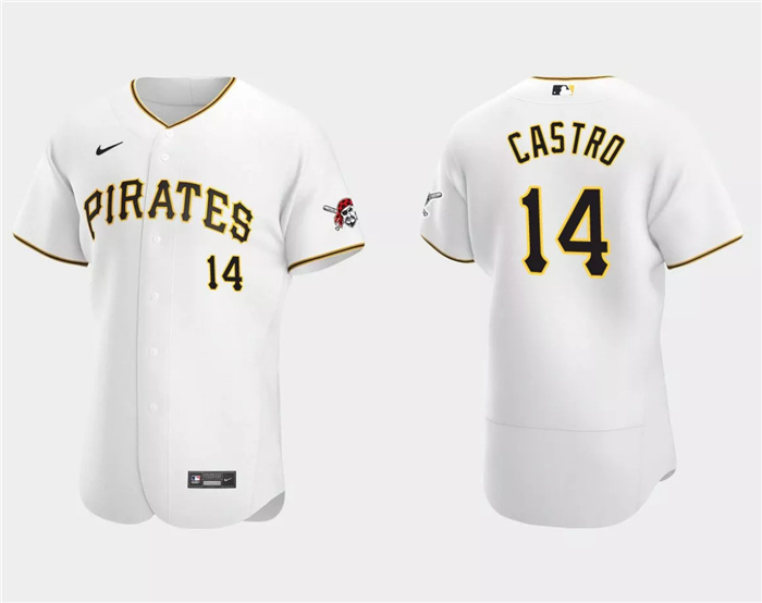 Men's Pittsburgh Pirates #14 Rodolfo Castro White Flex Base Stitched Baseball Jersey Men's Pittsburgh Pirates #14 Rodolfo Castro White Flex Base Stitched Baseball Jersey