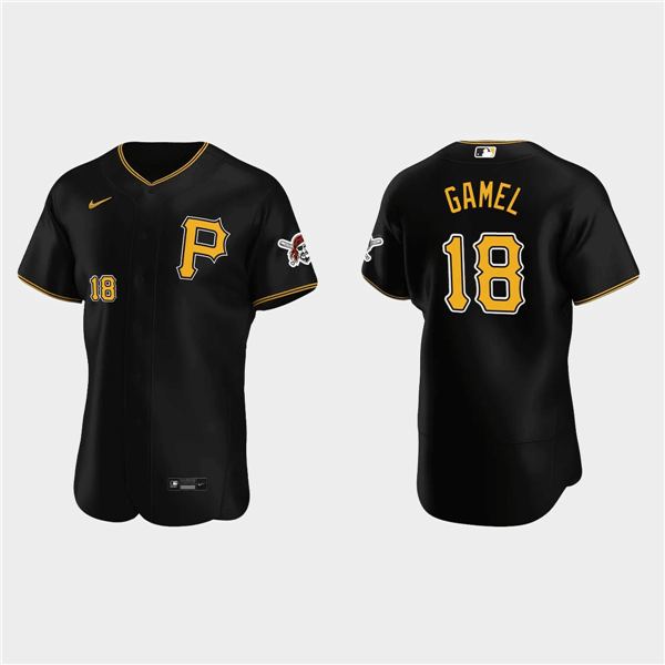 Men's Pittsburgh Pirates #18 Ben Gamel Black Flex Base Stitched Jersey Men's Pittsburgh Pirates #18 Ben Gamel Black Flex Base Stitched Jersey