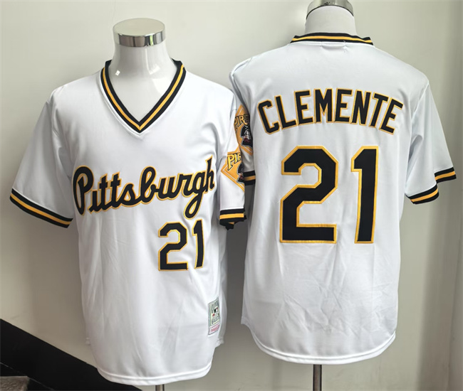 Men's Pittsburgh Pirates #21 Roberto Clemente White Stitched Baseball Jersey