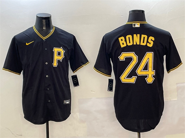 Men's Pittsburgh Pirates #24 Barry Bonds Black Cool Base Stitched Baseball Jersey