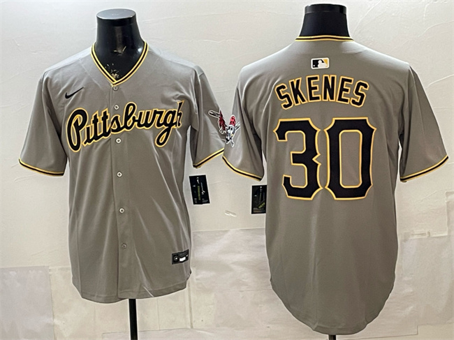 Men's Pittsburgh Pirates #30 Paul Skenes Gray Limited Stitched Baseball Jersey