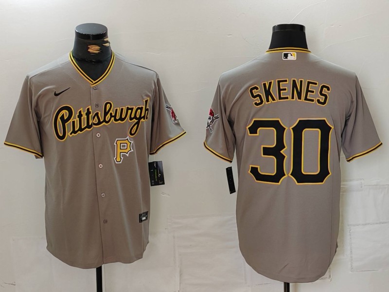 Men's Pittsburgh Pirates #30 Paul Skenes Grey Stitched Baseball Jersey1