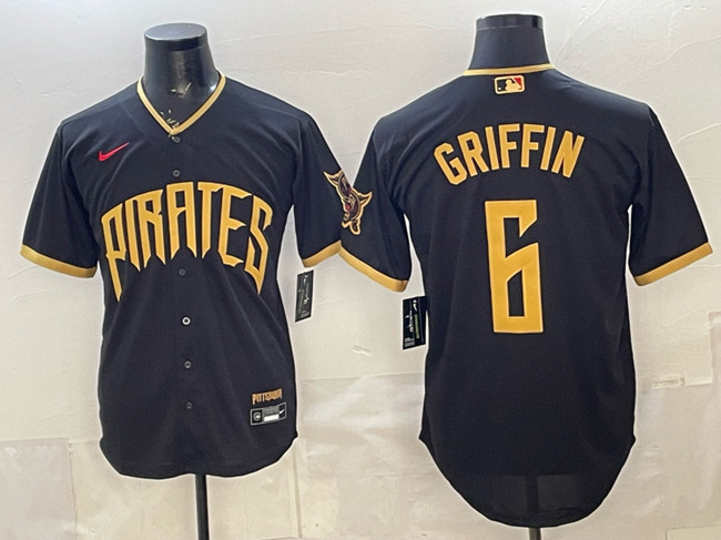Men's Pittsburgh Pirates #6 Konnor Griffin Black 2026 City Connect Stadium Stitched Baseball Jersey Men's Pittsburgh Pirates #6 Konnor Griffin Black 2026 City Connect Stadium Stitched Baseball Jersey