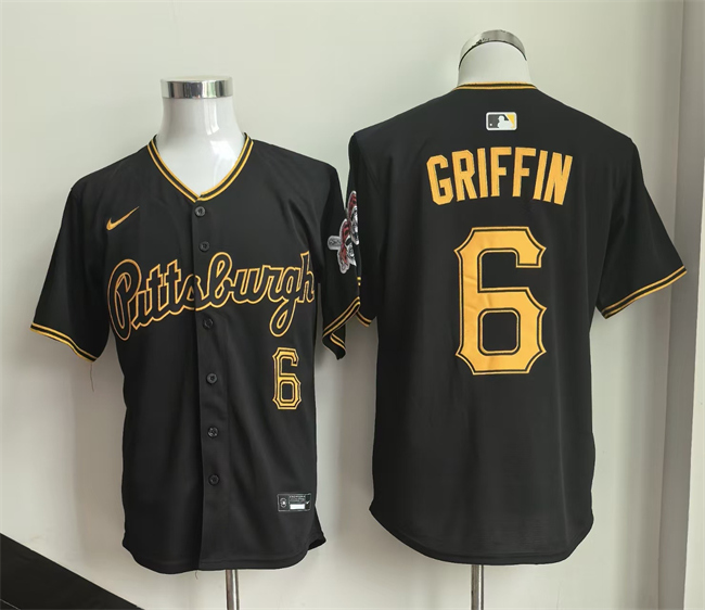 Men's Pittsburgh Pirates #6 Konnor Griffin Black 2026 Limited Stitched Baseball Jersey Men's Pittsburgh Pirates #6 Konnor Griffin Black 2026 Limited Stitched Baseball Jersey