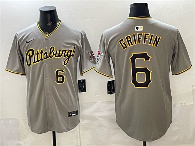 Men's Pittsburgh Pirates #6 Konnor Griffin Grey Limited Stitched Baseball Jersey Men's Pittsburgh Pirates #6 Konnor Griffin Grey Limited Stitched Baseball Jersey