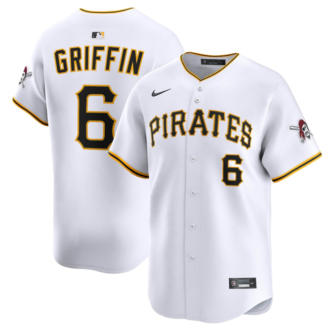 Men's Pittsburgh Pirates #6 Konnor Griffin White 2026 Home Limited Stitched Baseball Jersey Men's Pittsburgh Pirates #6 Konnor Griffin White 2026 Home Limited Stitched Baseball Jersey