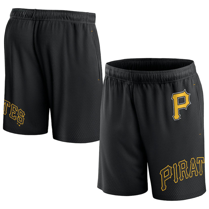 Men's Pittsburgh Pirates Black Clincher Mesh Shorts Men's Pittsburgh Pirates Black Clincher Mesh Shorts