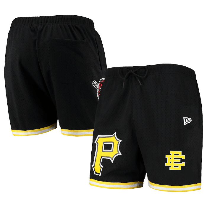 Men's Pittsburgh Pirates Black Mesh Shorts 001 Men's Pittsburgh Pirates Black Mesh Shorts 001