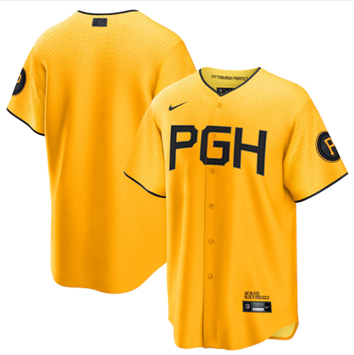 Men's Pittsburgh Pirates Blank Gold 2023 City Connect Stitched Jersey Men's Pittsburgh Pirates Blank Gold 2023 City Connect Stitched Jersey